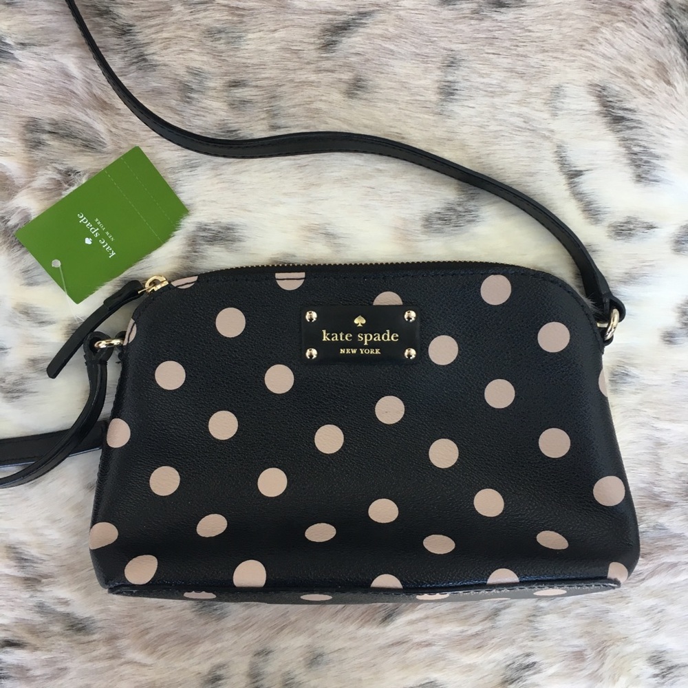 Kate Spade Black and Pink Polka Dot Purse NWT